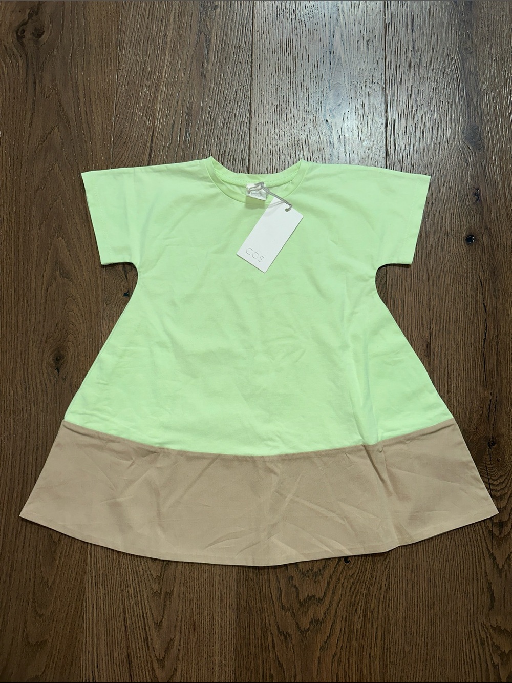 COS Two-Tone Lime Green and Beige Kids Casual Dress